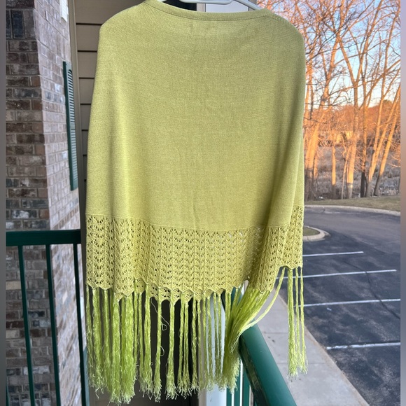 🆕 🇮🇹 Silk Cashmere Cotton 🍋‍🟩 Portolano Luxury Knitted with Tassels Poncho - Picture 7 of 10